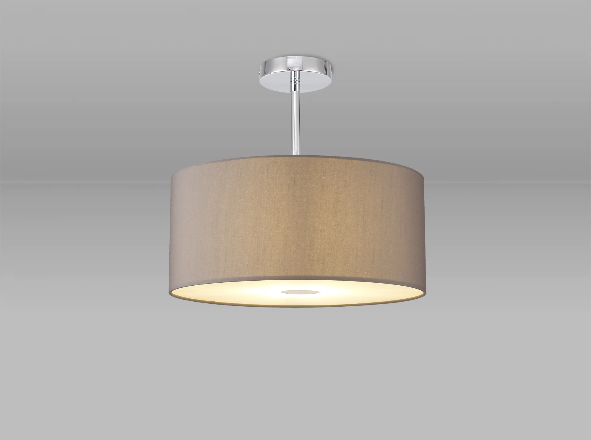 Baymont 40cm Semi Flush 1 Light Polished Chrome, Grey, Frosted Diffuser DK0102  Deco Baymont CH GR
